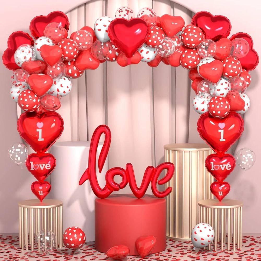 Simple Heart Balloon Decoration - Deepak Balloon