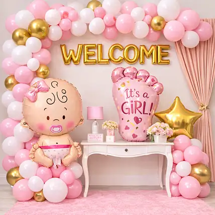 Baby Pink Theme Decoration - Deepak Balloon